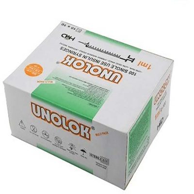 قیمت و خرید سرنگ انسولین یکپارچه یک سی‌سی آنالوک Unolok | گیج 31 × طول 6 میلی‌متر 100 عددی